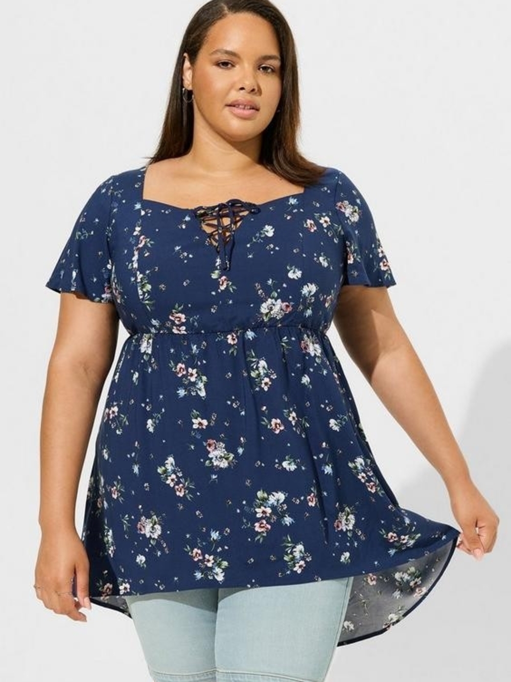 Navy Blue Babydoll Top